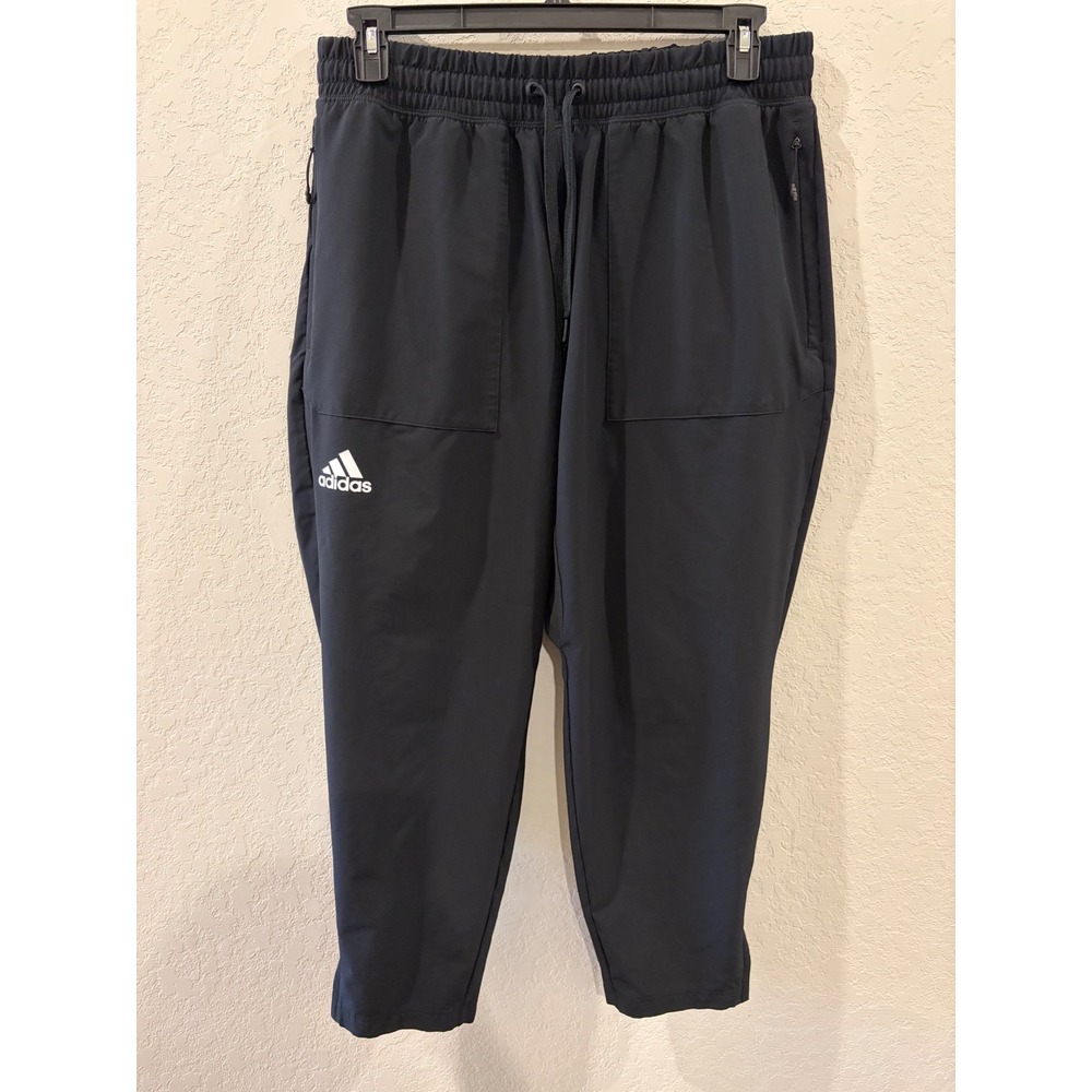 Adidas Mens Black Training Joggers Zip Pockets Ankle Zips XL Athleisure Pants